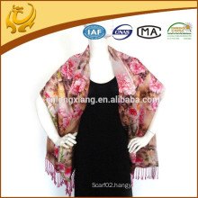 2015 HOT Sale Chinese Lady Double-Side Flower Pashmina Wrap Custom-made Printed Shawls